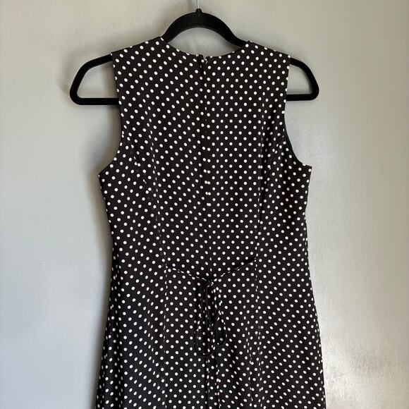 Vintage CYNTHIA HOWIE Women's 8 Sleeveless Black Polka Dot Maxi Dress Flowy - Picture 9 of 10